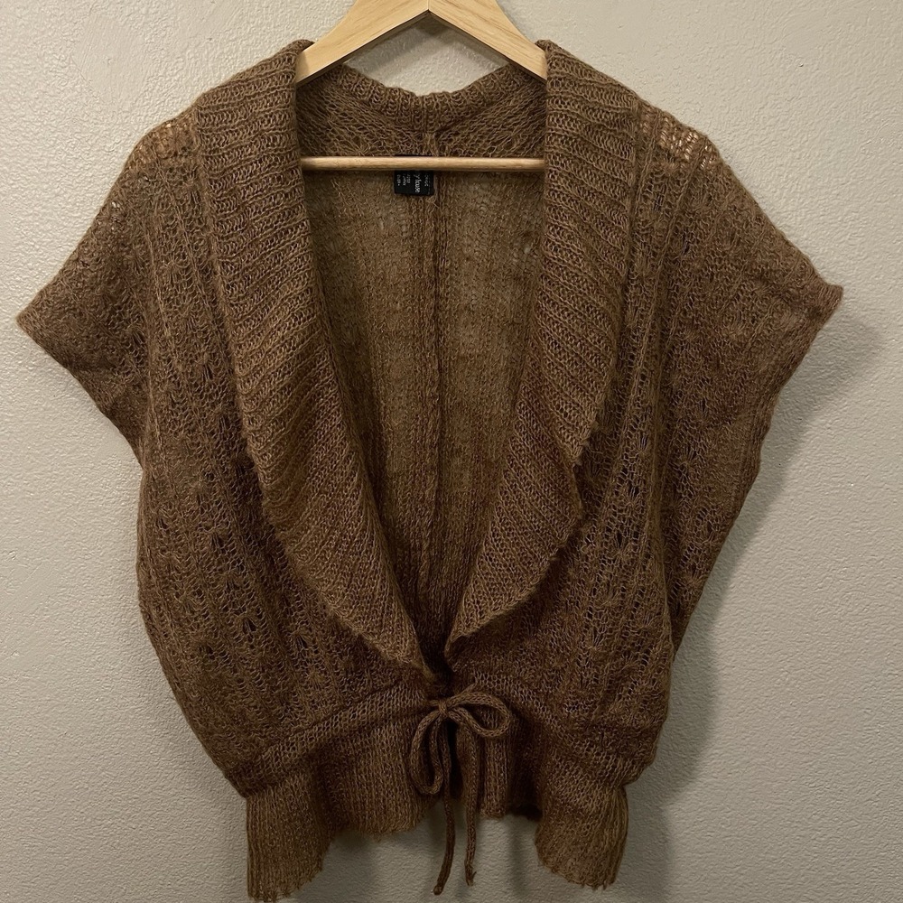 VTG Specialty House Dainty Open‎ Knit Cardigan Brown Feminine Forrest Fairy Sz M